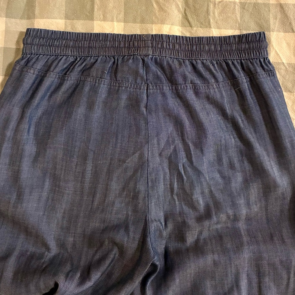 Ellen Tracy Chambray Blue Drawstring Cuffed Ankle Pants Tencel EUC S Classic - Picture 8 of 12